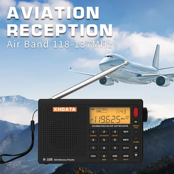 XHDATA R-108 – Receptor portátil con banda aérea y DSP