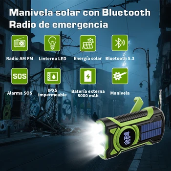 Radio solar de emergencia con manivela