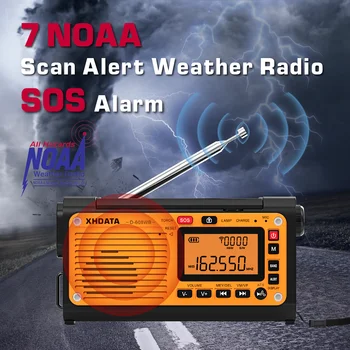 XHDATA D-608WB – Radio de emergencia con manivela y NOAA