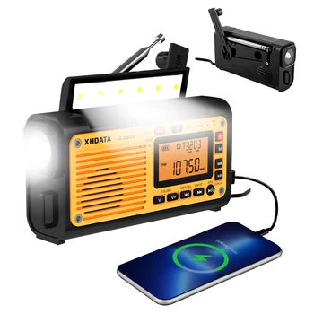 XHDATA D-608WB – Radio de emergencia con manivela y NOAA